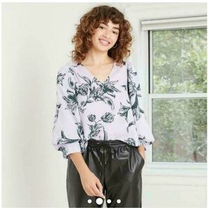 A New Day Puff Sleeve Floral‎ Blouse